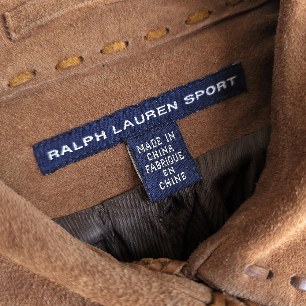 RARE Vintage Ralph Lauren Western Boho Suede Whip Stitch Tooled Leather Jacket - Picture 3 of 13